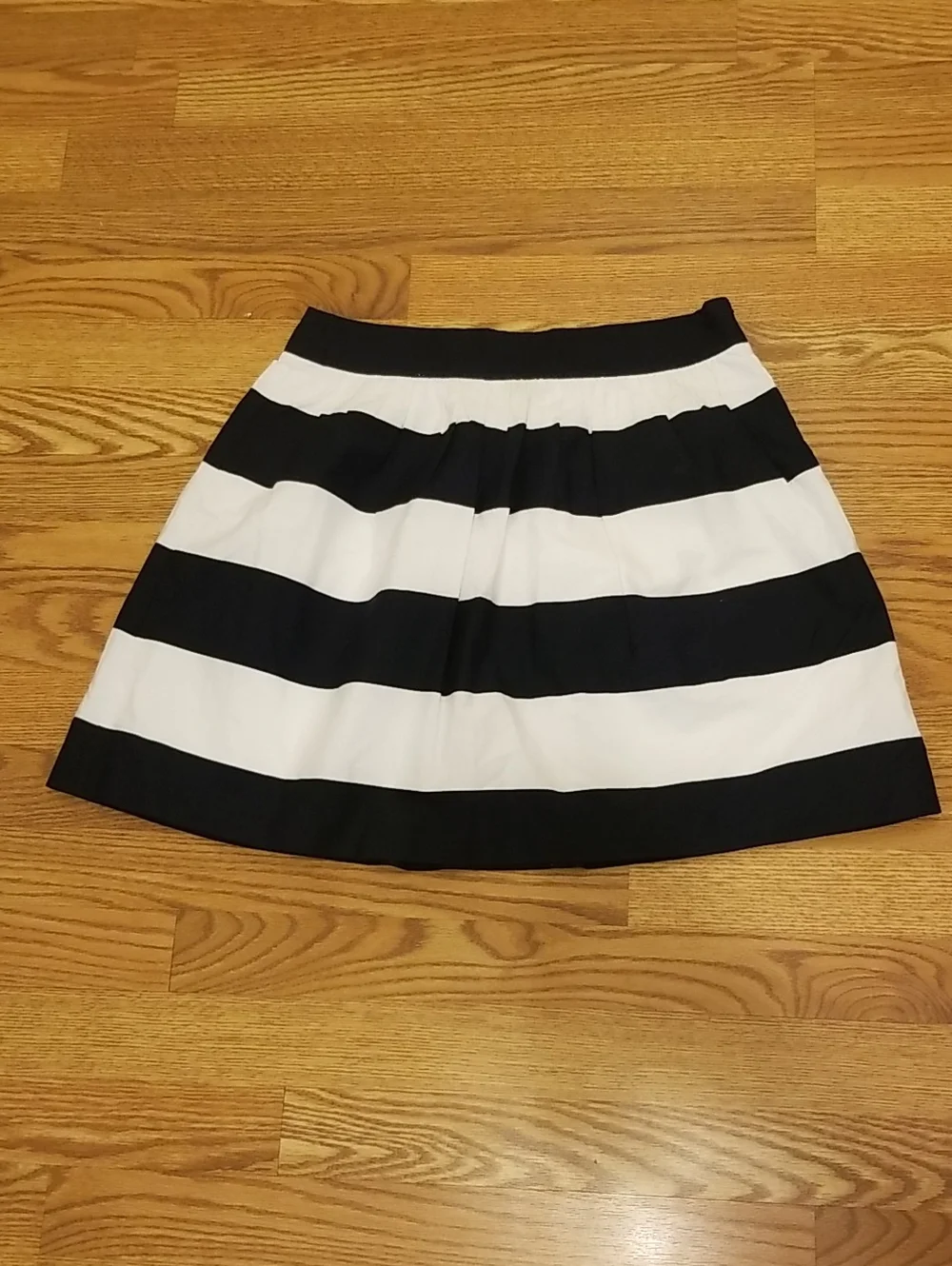 Banana Republic Black and White Striped Skater Skirt
